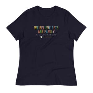 womens relaxed t shirt navy front 62a232a45bf61 300x300 - We Believe Pets Are Family: Women's Relaxed T-Shirt